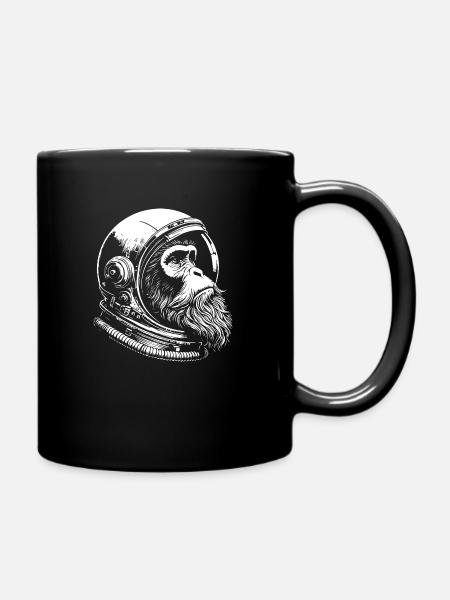 funny astronaut monkey - Full Colour Mug - black