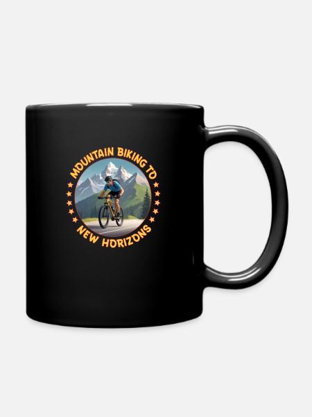 Mountain Biking to new Horizons - Full Colour Mug - black