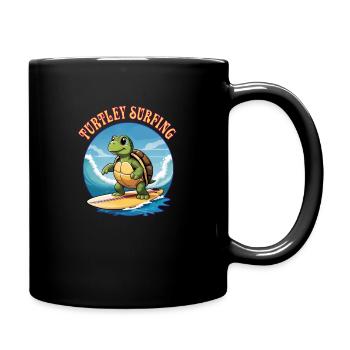 Turtley Surfing - Full Colour Mug - black - Right