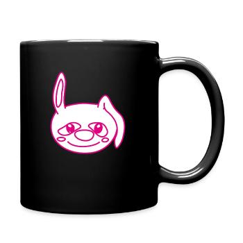 fröhlicher Hase - Tasse einfarbig - Schwarz - Rechts