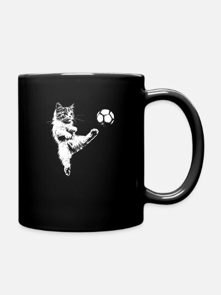 Katze Fußball Fussballer - Tasse einfarbig - Schwarz