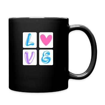 'LOVE' Pop Art Design with Letters and Heart - Full Colour Mug - black - Right