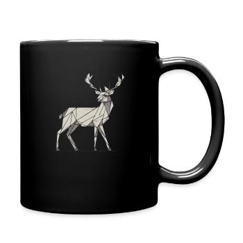 Hirsch 2D grau Schnee - Tasse einfarbig - Schwarz - Rechts
