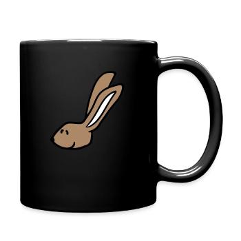 Hase Kaninchen Häschen Cartoon Kleintier niedlich - Tasse einfarbig - Schwarz - Rechts