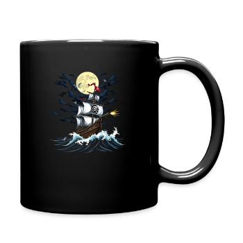 Pirate T-Shirt – Buccaneer Ship in the Moonlight - Full Colour Mug - black - Right