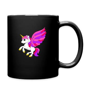 Fliegender Einhorn - Tasse einfarbig - Schwarz - Rechts
