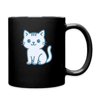 Süße Katzenillustration Katzenliebe Katzenkunst - Tasse einfarbig - Schwarz - Rechts