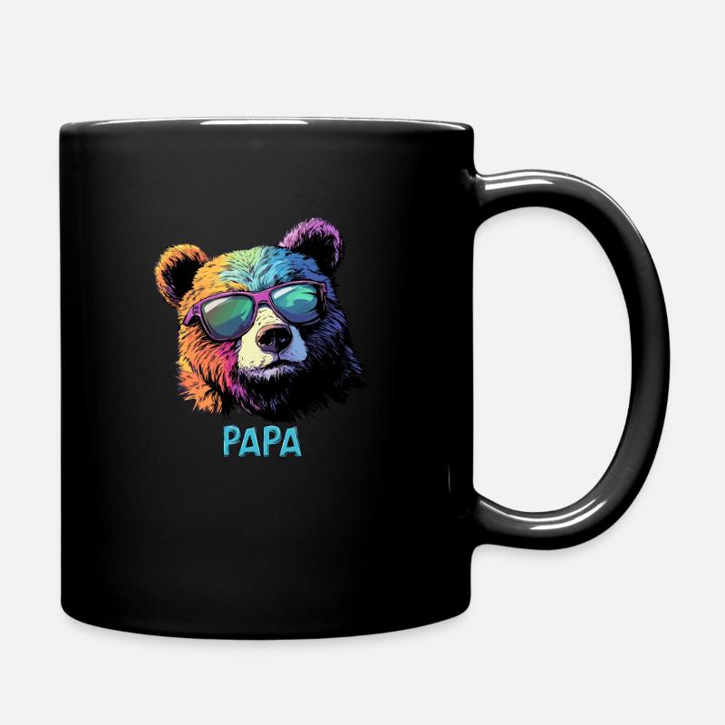 Papa Dad Baer Vater Bär - Tasse einfarbig - Schwarz
