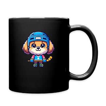 Hockey sur glace Bolonka joueur dessin animé - Mug uni - noir - Droite