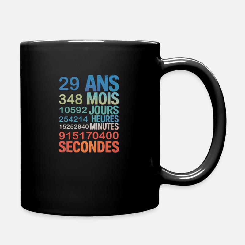 29 Ans en Chiffres – Design Anniversaire Créatif - Full Colour Mug - black