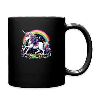 Fairytale unicorn in front of a rainbow - Full Colour Mug - black - Right