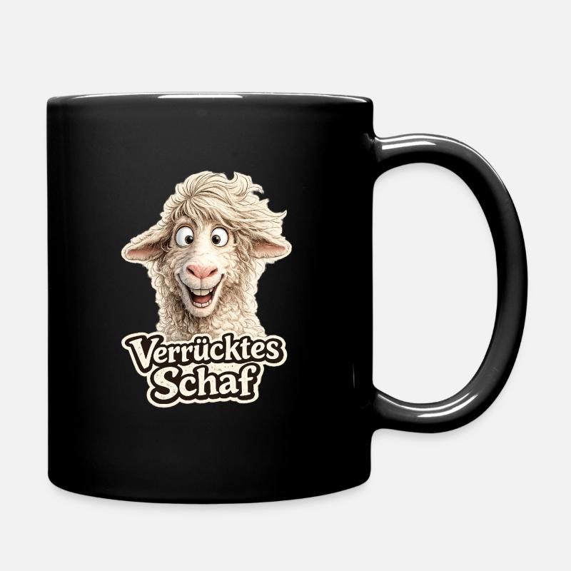 Crazy Sheep Motif - Full Colour Mug - black