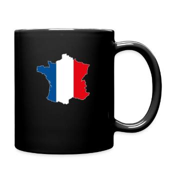 Carte de la France en bleu blanc rouge - Mug uni - noir - Droite