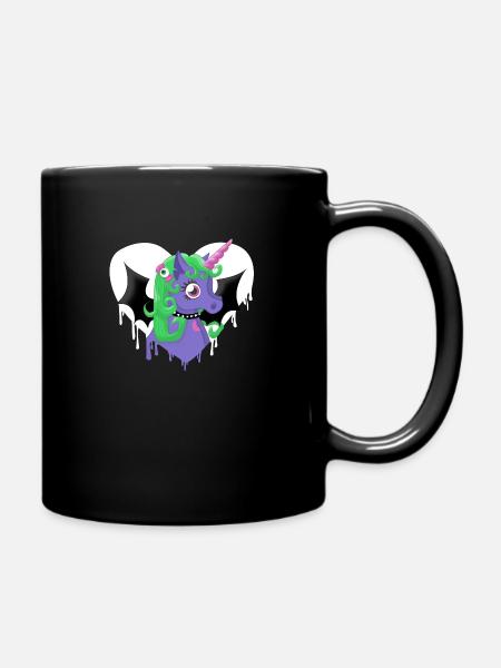 creepy cute unicorn - Full Colour Mug - black