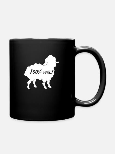 Schaf / Bauernhof: 100 % Wool - Tasse einfarbig - Schwarz
