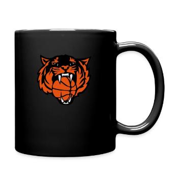 basketball tiger roars face cartoo - Full Colour Mug - black - Right