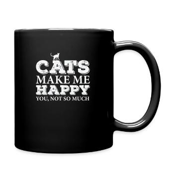 Lustige Katze - Tasse einfarbig - Schwarz - Rechts