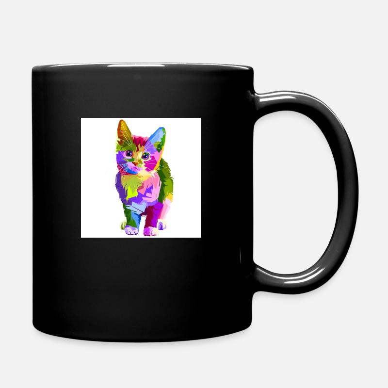 Die Bunte Katze - Tasse einfarbig - Schwarz