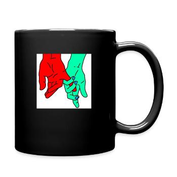hands red green - Full Colour Mug - black - Right