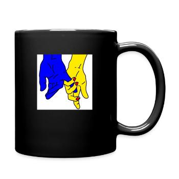 hands blue yellow - Full Colour Mug - black - Right