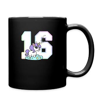 16 Nombre Licorne Unicorne unicorn - Mug uni - noir - Droite