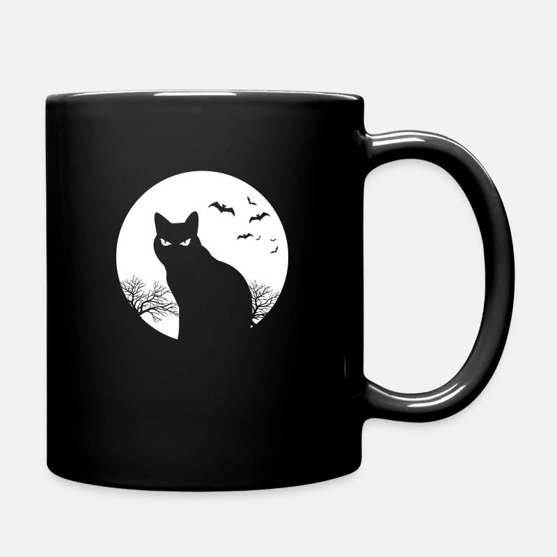 Katze Halloween Mond Geschenk Haustier Katzen - Tasse einfarbig - Schwarz