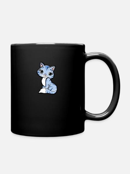 Chaton, chat, dessin animé, motive, chat, dame, cadeau - Mug uni - noir