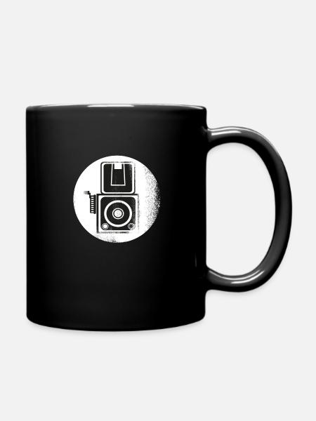 Kamera Stencil schwarz Geschenk - Tasse einfarbig - Schwarz