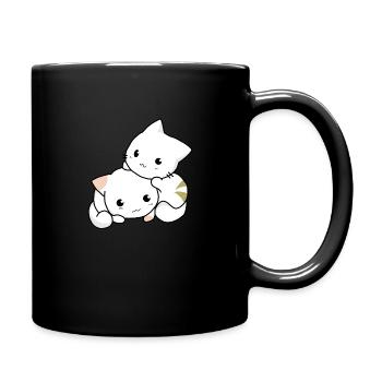 zwei süße kleine Babykatzen - Tasse einfarbig - Schwarz - Rechts