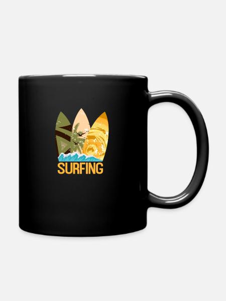 Surfers Surf Surf Surf Surf Sports nautiques Vagues - Mug uni - noir