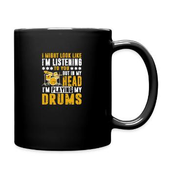 Drums Schlagzeug Schlagzeuger Drumsticks Rocknroll - Tasse einfarbig - Schwarz - Rechts