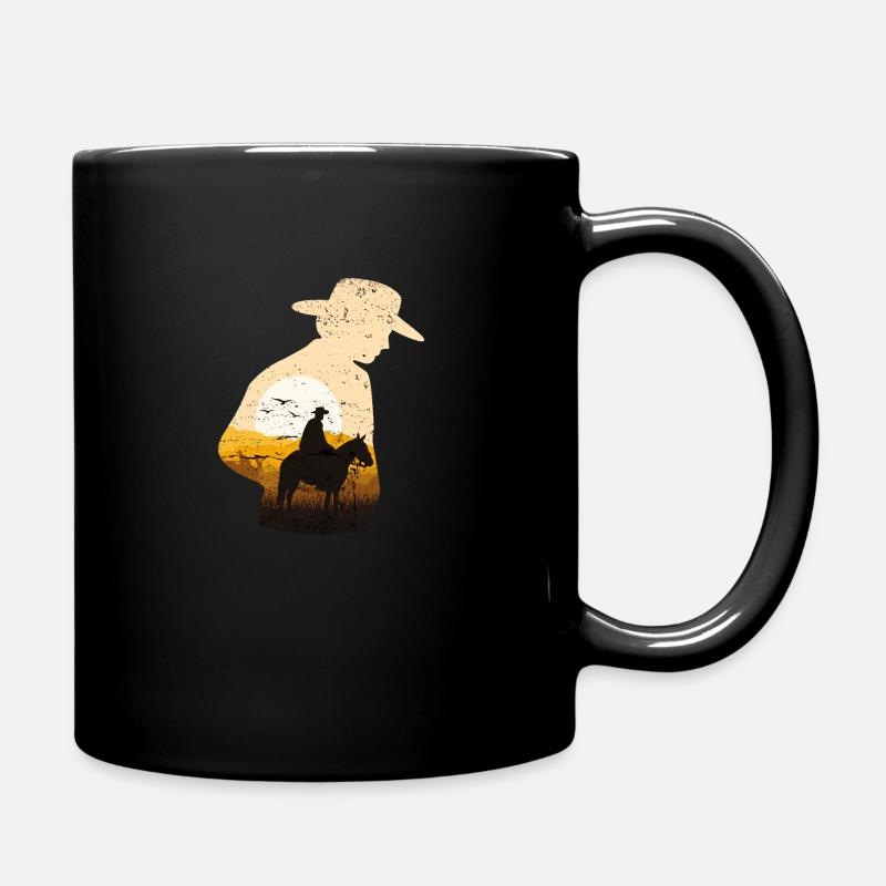 Cowboy Sunset Vintage Western - Mug uni - noir