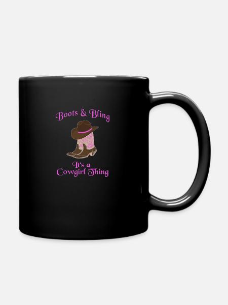 Cowboy Hat Wild West Western Cowboy Boots Hat - Full Colour Mug - black