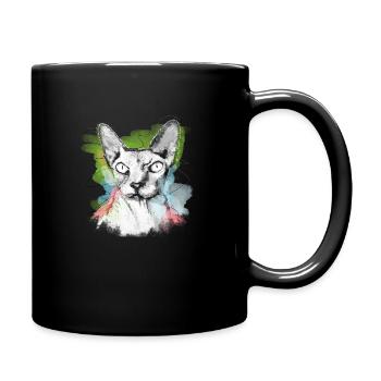 Sphinx Katze Nacktkatze Skizze - Tasse einfarbig - Schwarz - Rechts