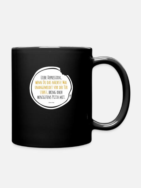 Depression Pizza schwarz-gelb - Tasse einfarbig - Schwarz