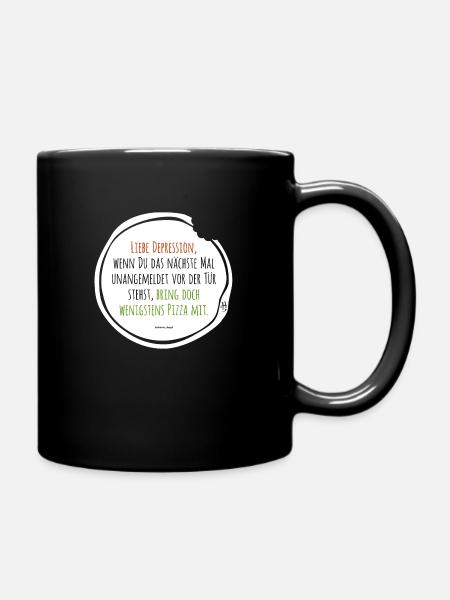 Depression Pizza - Tasse einfarbig - Schwarz