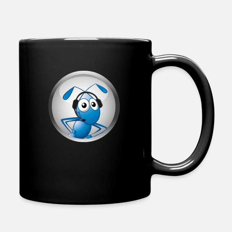Ameise mit Headset - Tasse einfarbig - Schwarz