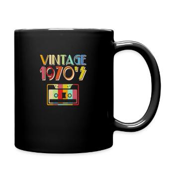 Retro 70s Vintage Classic Cassette - Full Colour Mug - black - Right
