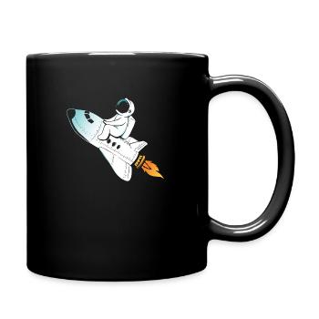 Rakete Astronaut zum Mond - Tasse einfarbig - Schwarz - Rechts