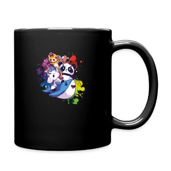 Animaux doux - panda, chat, licorne, requin - Mug uni - noir - Droite