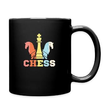 Pièces d'échecs échiquier vintage rétro - Mug uni - noir - Droite