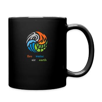 Die 4 Elemente. Feuer, Wasser, Luft und Erde - Tasse einfarbig - Schwarz - Rechts