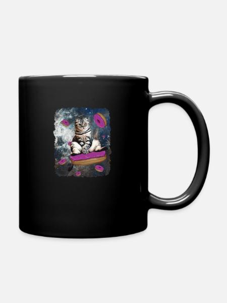 Weltraum Katze - Tasse einfarbig - Schwarz