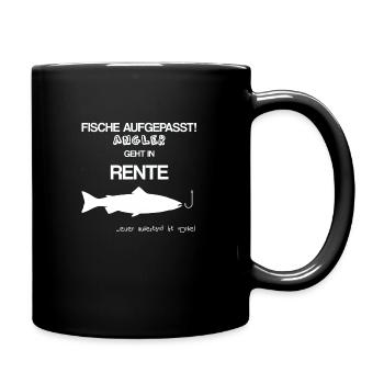Geschenk Rente Abschied Kollegen Angler Fischen - Tasse einfarbig - Schwarz - Rechts