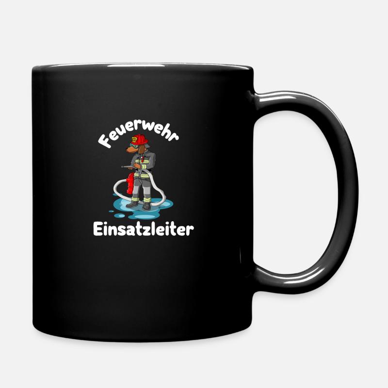 Feuerwehr Einsatzleiter Feuerwehr Hund - Tasse einfarbig - Schwarz