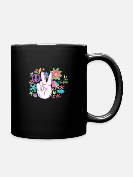 Peace und Frieden Handzeichen Geschenk - Tasse einfarbig - Schwarz