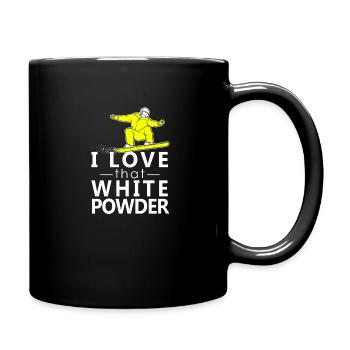 I love that white powder, Snowboard Ski Hiver - Mug uni - noir - Droite