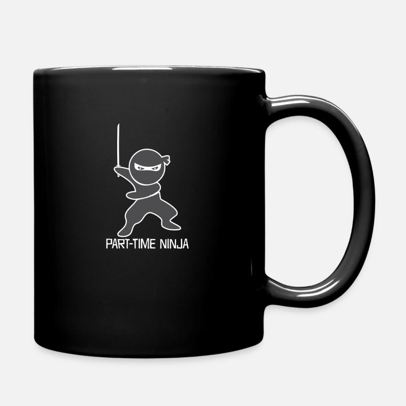 Funny ninja warrior with sword kids - Full Colour Mug - black