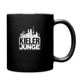 Kieler Junge Weiss Kiel Silhouette Geschenk - Tasse einfarbig - Schwarz - Rechts