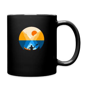 Kanu I Kajak im Fjord bei Sonnenaufgang - Tasse einfarbig - Schwarz - Rechts